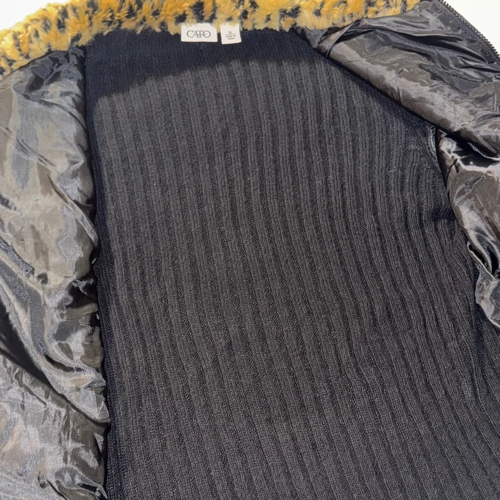 Cato‎ Leopard Faux Fur Vest with Black Knit Jacket